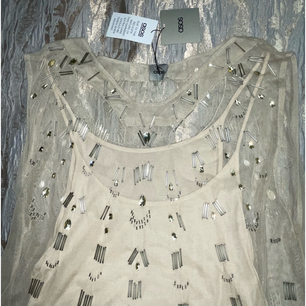 ASOS NWT EMBELLISHED TOP SZ 14 SUMMER PARTY PERFECTION